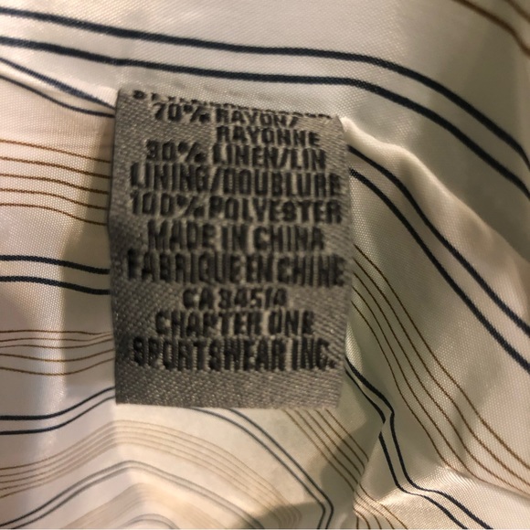 One by Chapter One Linen Open Front Blazer with Striped Lining - Picture 8 of 15